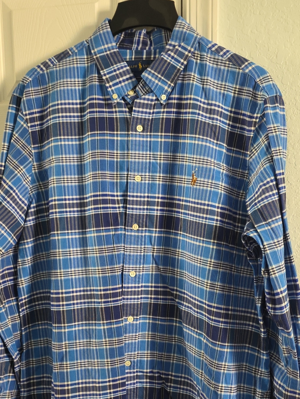 Ralph Lauren Blue Plaid Cotton Button-Down Shirt